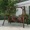 Outsunny Wooden 2-Seat  A-Frame Porch Swing Rustic Patio Bench Outdoor Furniture  w/ Table