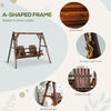 Outsunny Wooden 2-Seat  A-Frame Porch Swing Rustic Patio Bench Outdoor Furniture  w/ Table
