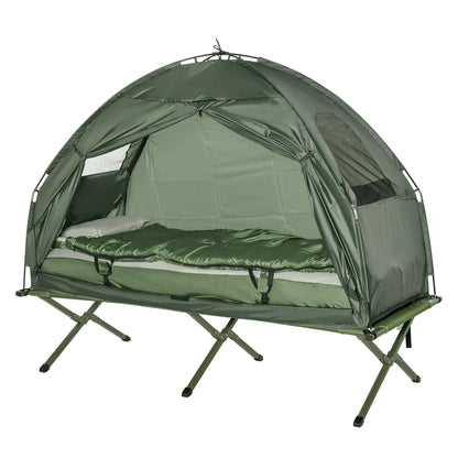 Outsunny Hiking Tent Camping Bed Cot Combo Portable w/ Sleep Bag Mattress