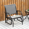 Outsunny Patio Glider with Breathable Mesh Fabric Seat & Backrest, Metal Frame Outdoor Glider Swing Chair with Curved Armrests, for Lawn, Garden, Porch, Backyard, Poolside, Light Grey