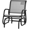 Outsunny Patio Glider with Breathable Mesh Fabric Seat & Backrest, Metal Frame Outdoor Glider Swing Chair with Curved Armrests, for Lawn, Garden, Porch, Backyard, Poolside, Light Grey