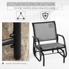 Outsunny Patio Glider with Breathable Mesh Fabric Seat & Backrest, Metal Frame Outdoor Glider Swing Chair with Curved Armrests, for Lawn, Garden, Porch, Backyard, Poolside, Light Grey