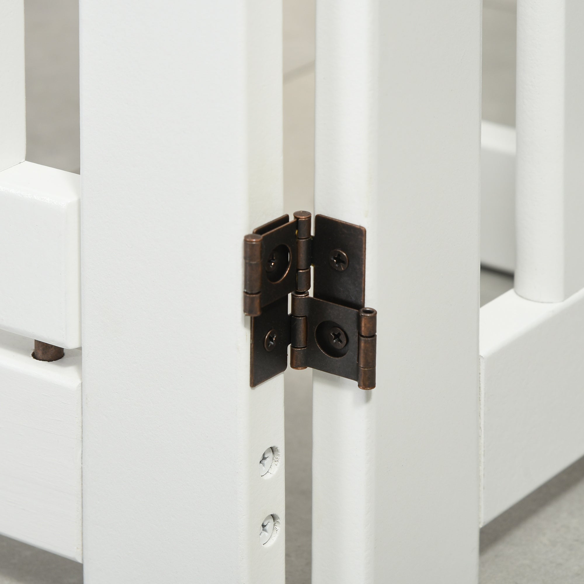 PawHut Free Standing Wooden Pet Gate Indoor Dog Barrier Foldable Step Over Doorway Fence Safety Gate with Open Door Z Shape 4 Panel