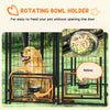 PawHut Outdoor Dog Kennel, Lockable Pet Playpen Crate, Welded Wire Steel Fence, with Water-, UV-Resistant Canopy, Rotating Bowl Holders, Door, 8ft x 4ft x 6ft, Green