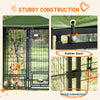 PawHut Outdoor Dog Kennel, Lockable Pet Playpen Crate, Welded Wire Steel Fence, with Water-, UV-Resistant Canopy, Rotating Bowl Holders, Door, 8ft x 4ft x 6ft, Green