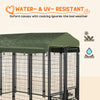 PawHut Outdoor Dog Kennel, Lockable Pet Playpen Crate, Welded Wire Steel Fence, with Water-, UV-Resistant Canopy, Rotating Bowl Holders, Door, 8ft x 4ft x 6ft, Green
