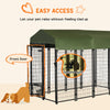 PawHut Outdoor Dog Kennel, Lockable Pet Playpen Crate, Welded Wire Steel Fence, with Water-, UV-Resistant Canopy, Rotating Bowl Holders, Door, 8ft x 4ft x 6ft, Green