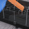 PawHut 47" Small Animal Cage, Rolling Bunny Cage, Guinea Pig Cage with Food Dish, Water Bottle, Hay Feeder, Platform, Ramp for Ferret Chinchilla, Black