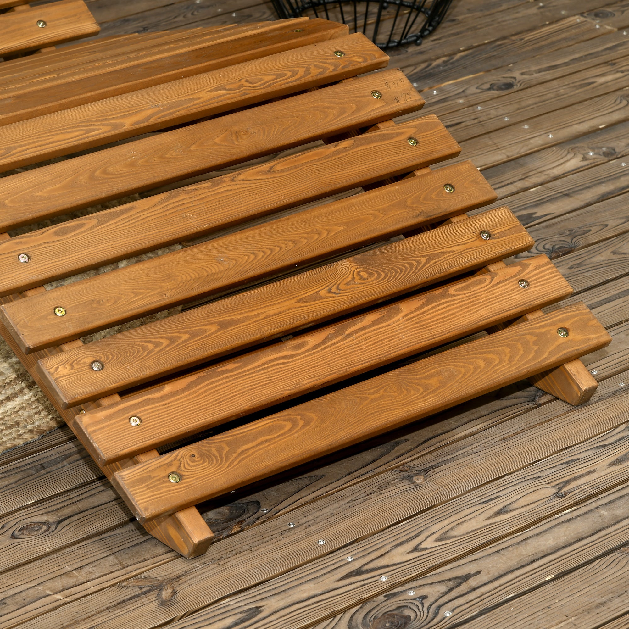 Outsunny Wooden Outdoor Lounge Chair, Curved Design Sun Lounger, Patio Lounge Chair for Garden, Backyard, Teak