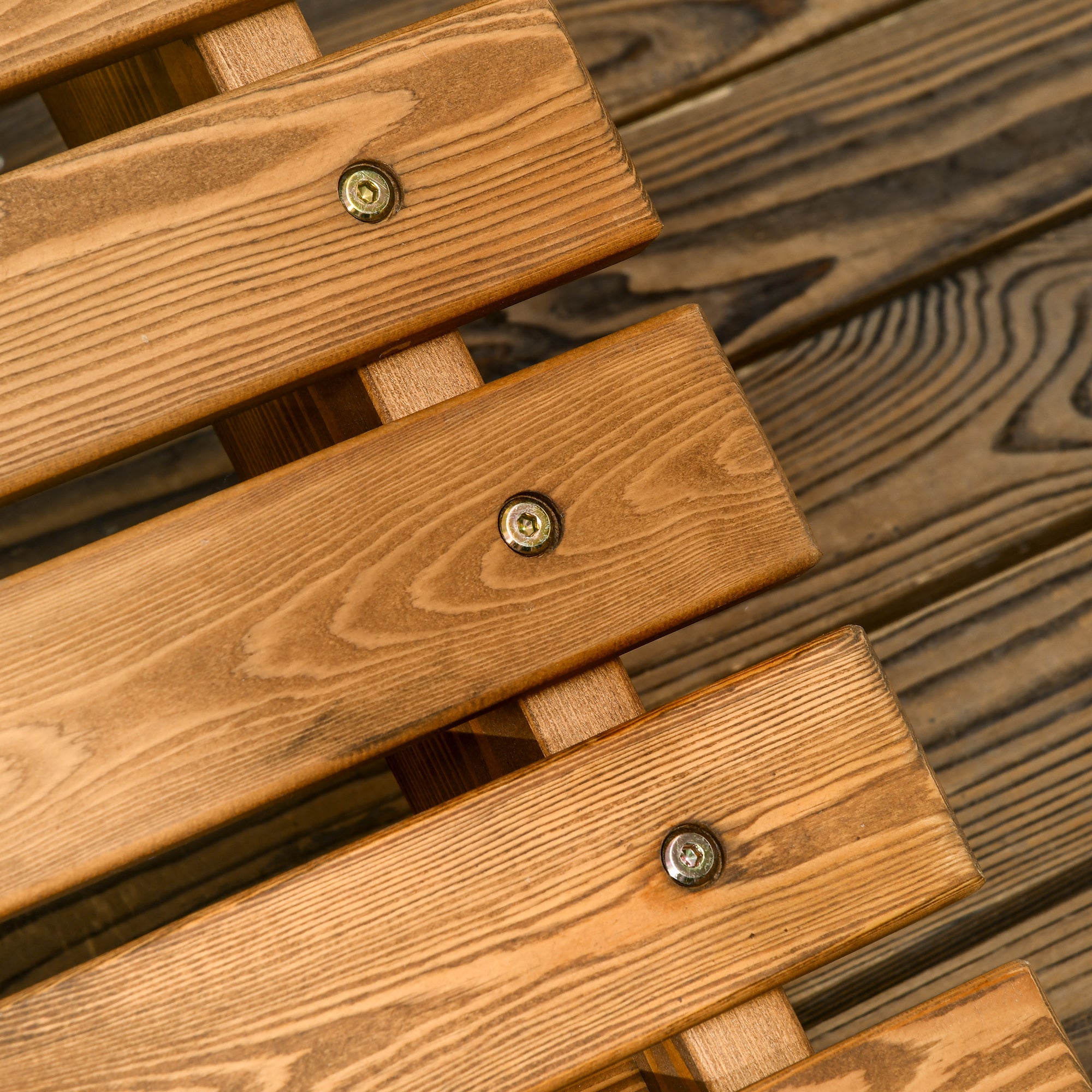 Outsunny Wooden Outdoor Lounge Chair, Curved Design Sun Lounger, Patio Lounge Chair for Garden, Backyard, Teak