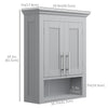 kleankin Bathroom Wall Cabinet, Medicine Cabinet, Over Toilet Storage Cabinet with Shelf for Living Room and Entryway, Grey
