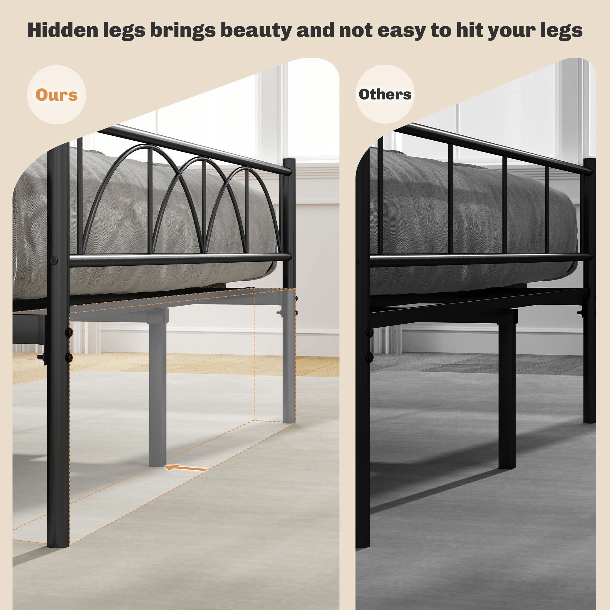 HOMCOM Full Bed Frame, Metal Platform Bed Frame with Headboard and Footboard, Steel Slat Support, Underbed Storage, No Box Spring Needed, Easy Assembly, Black