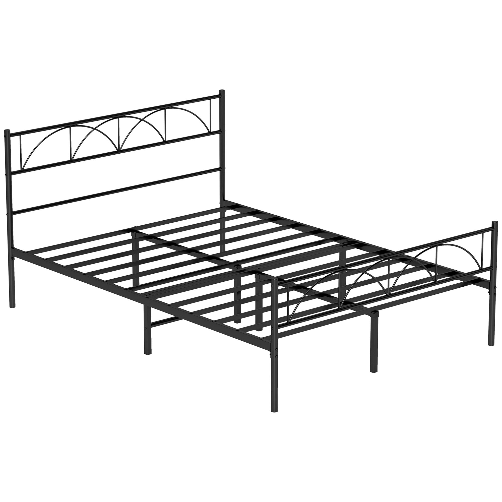 HOMCOM Full Bed Frame, Metal Platform Bed Frame with Headboard and Footboard, Steel Slat Support, Underbed Storage, No Box Spring Needed, Easy Assembly, Black