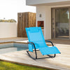 Outsunny Patio Rocking Chair with Mesh Fabric, Outdoor Rocking Sling Sun Lounger with Removable Headrest and Side Pocket for Garden, Deck, Lawn, Dark Blue