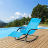 Outsunny Patio Rocking Chair with Mesh Fabric, Outdoor Rocking Sling Sun Lounger with Removable Headrest and Side Pocket for Garden, Deck, Lawn, Dark Blue