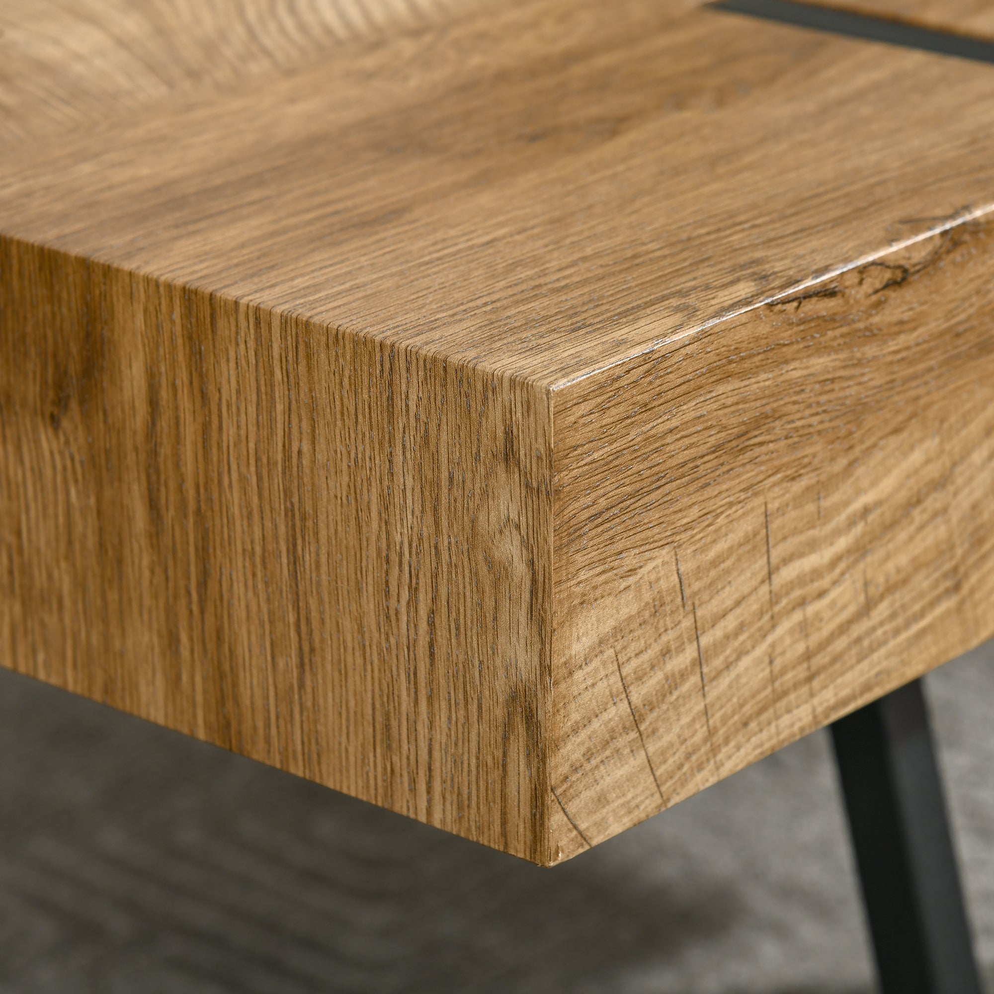 HOMCOM Rustic Coffee Table, Rectangle Nature Cocktail Table with Steel Hairpin Legs for Living Room