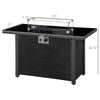Outsunny Propane Fire Pit Table 43" Outdoor Square Fire Table, 50,000 BTU Pulse-Ignition Wicker Firepit Furniture with Glass Wind Guard, Blue Glass Rock, CSA Certification, Black