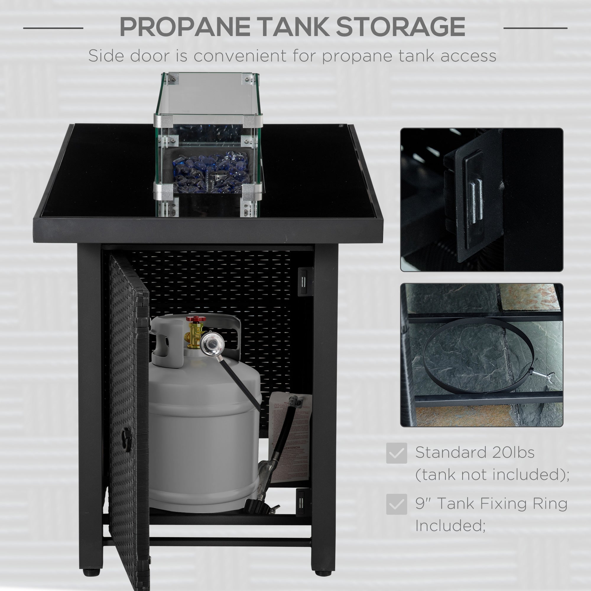 Outsunny Propane Fire Pit Table 43