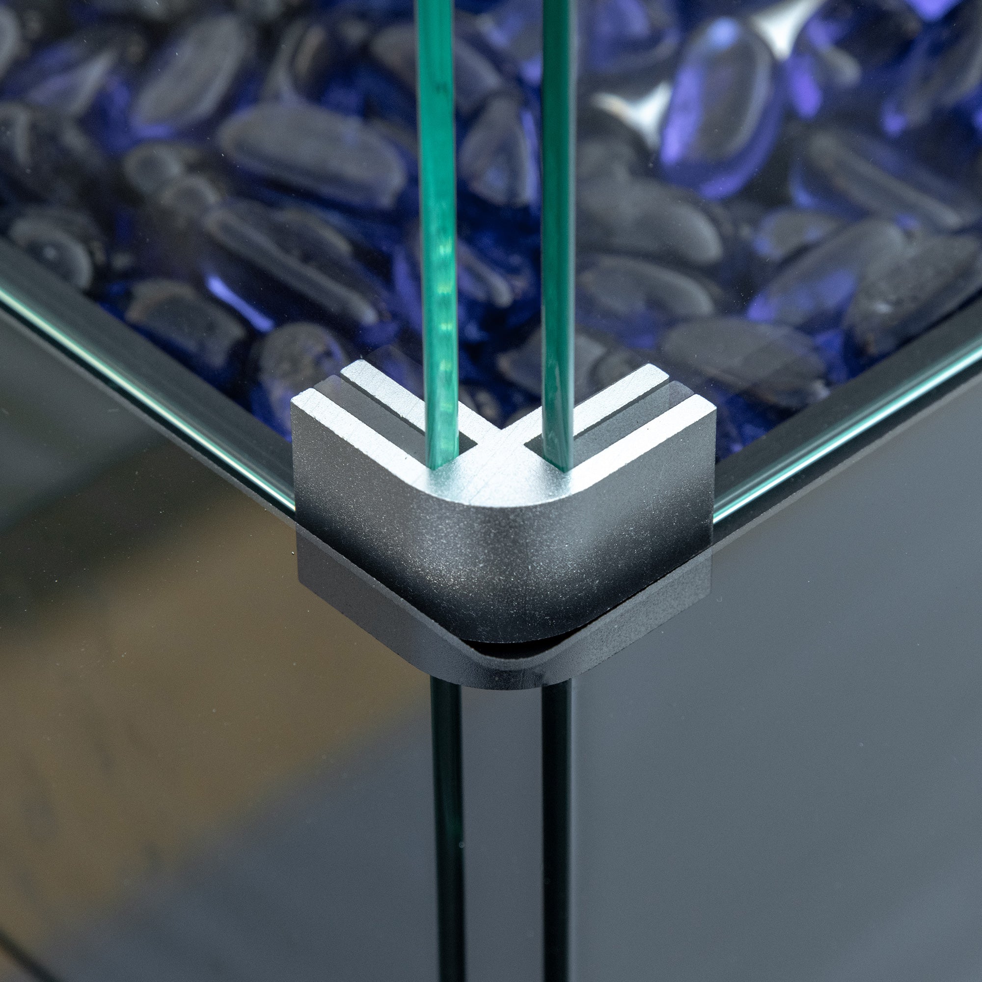 Outsunny Propane Fire Pit Table 43" Outdoor Square Fire Table, 50,000 BTU Pulse-Ignition Wicker Firepit Furniture with Glass Wind Guard, Blue Glass Rock, CSA Certification, Black