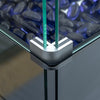 Outsunny Propane Fire Pit Table 43" Outdoor Square Fire Table, 50,000 BTU Pulse-Ignition Wicker Firepit Furniture with Glass Wind Guard, Blue Glass Rock, CSA Certification, Black