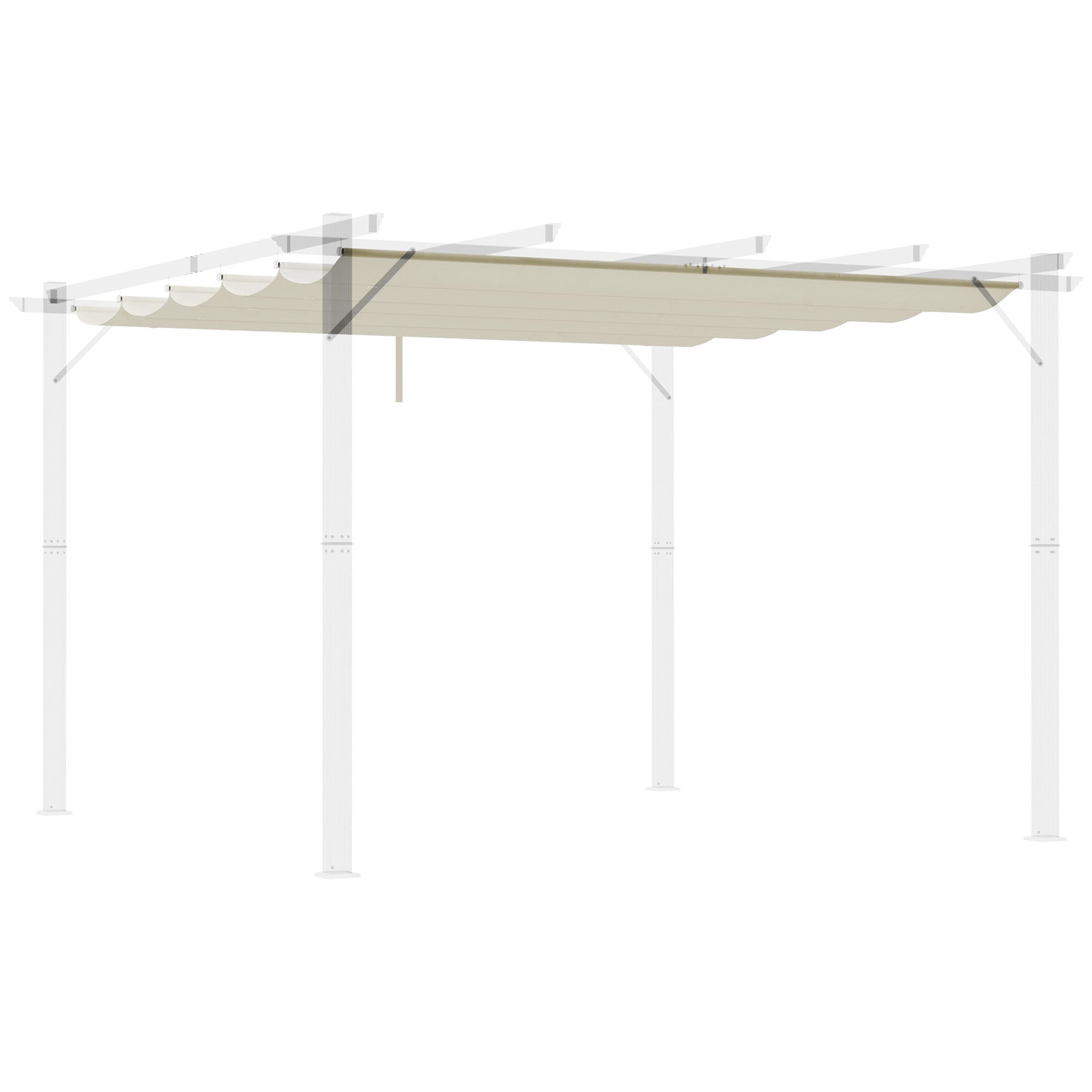 Outsunny Retractable Replacement Pergola Canopy for 10' x 10' Pergola, Pergola Cover Replacement, Cream White