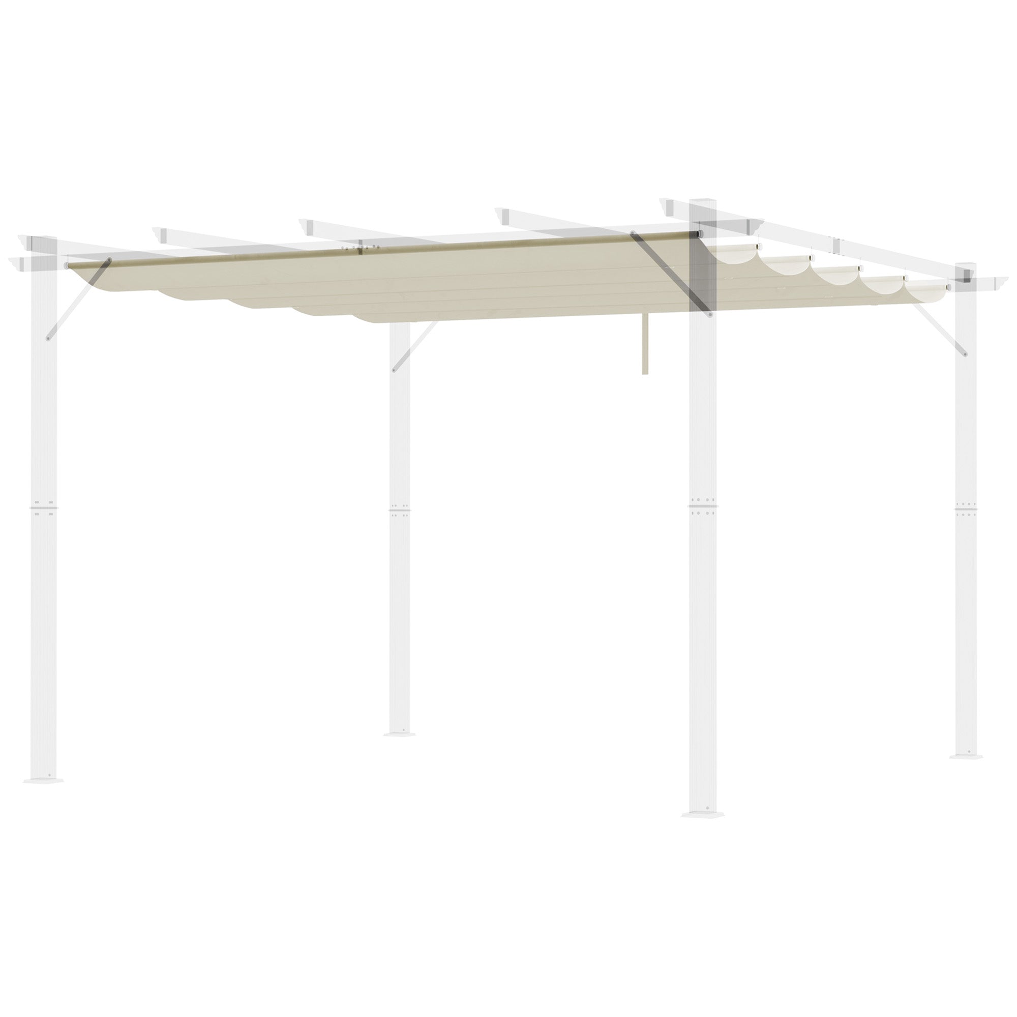 Outsunny Retractable Replacement Pergola Canopy for 10' x 10' Pergola, Pergola Cover Replacement, Cream White