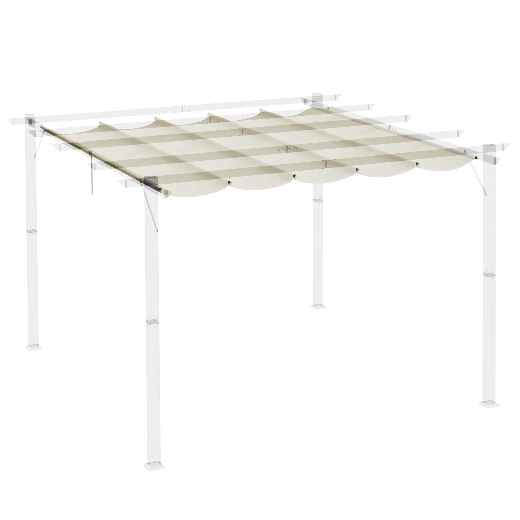 Outsunny Retractable Replacement Pergola Canopy for 10' x 10' Pergola, Pergola Cover Replacement, Cream White