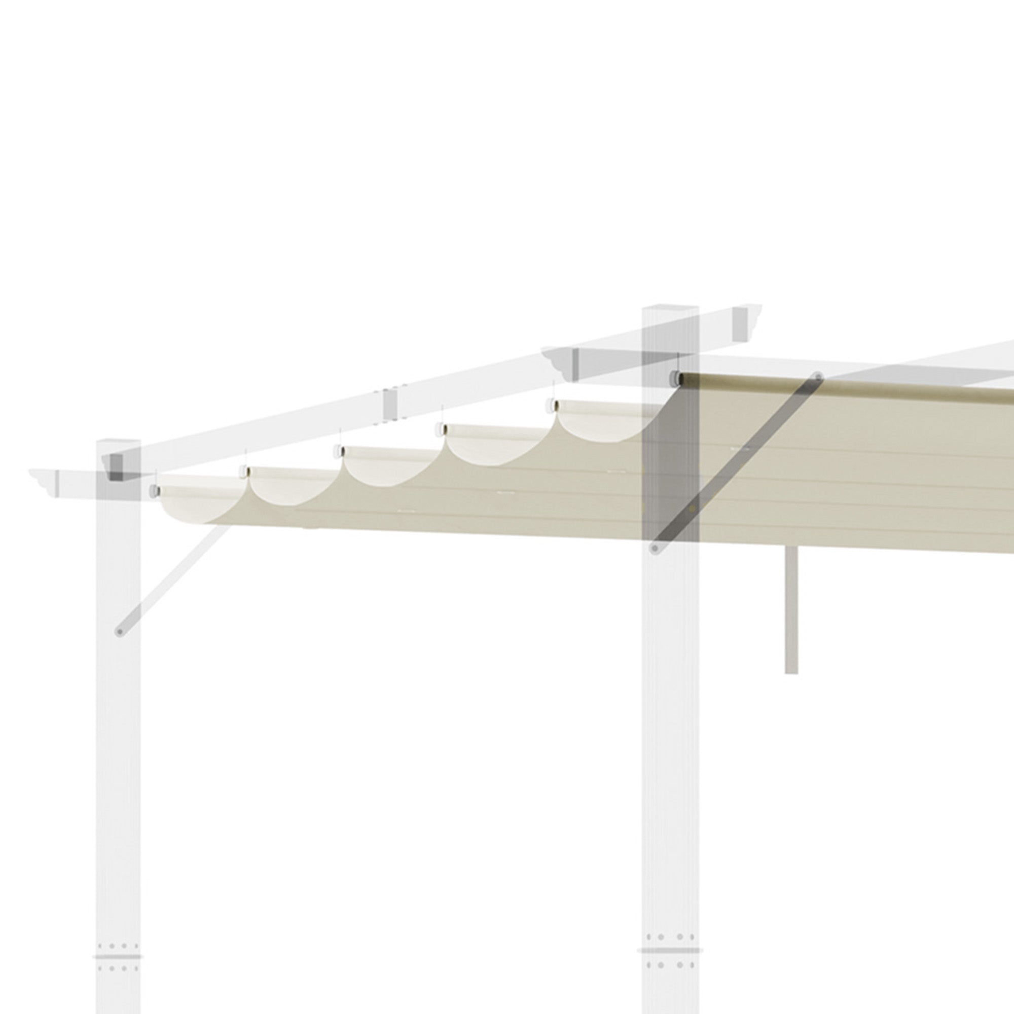 Outsunny Retractable Replacement Pergola Canopy for 10' x 10' Pergola, Pergola Cover Replacement, Cream White