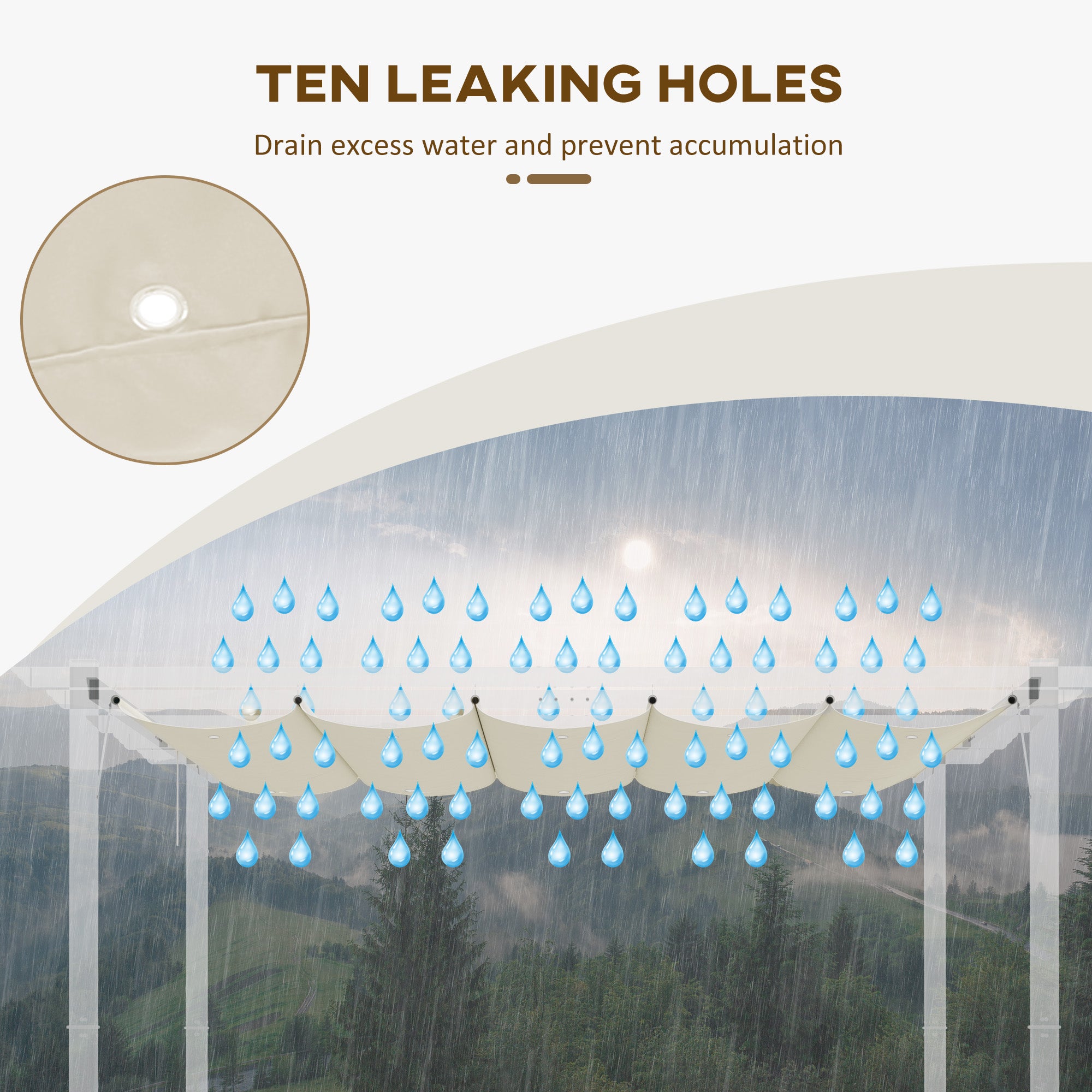 Outsunny Retractable Replacement Pergola Canopy for 10' x 10' Pergola, Pergola Cover Replacement, Cream White