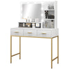 HOMCOM Vanity Table with Illuminated LED Mirror, Makeup Desk with 3 Drawers, Bedroom Dressing Table with Storage Shelves (White)