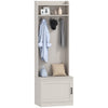 HOMCOM Coat Rack with Shoe Storage Bench, Rustic 3-in-1 Hall Tree with 2-tier Entryway Bench, Shelves and Hanging Hooks for Hallway, Mudroom, White Wood Grain