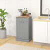 HOMCOM Tilt Out Trash Cabinet, Hidden Garbage Bin Cabinet with Drawer and Solid Wood Countertop, Free Standing Kitchen Trash Can Holder, Grey