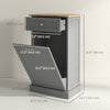 HOMCOM Tilt Out Trash Cabinet, Hidden Garbage Bin Cabinet with Drawer and Solid Wood Countertop, Free Standing Kitchen Trash Can Holder, Grey