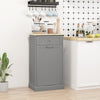 HOMCOM Tilt Out Trash Cabinet, Hidden Garbage Bin Cabinet with Drawer and Solid Wood Countertop, Free Standing Kitchen Trash Can Holder, Grey