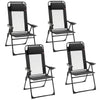 Outsunny Set of 4 Portable Folding Recliner Outdoor Patio Chaise Lounge Chair with Adjustable Backrest, Black