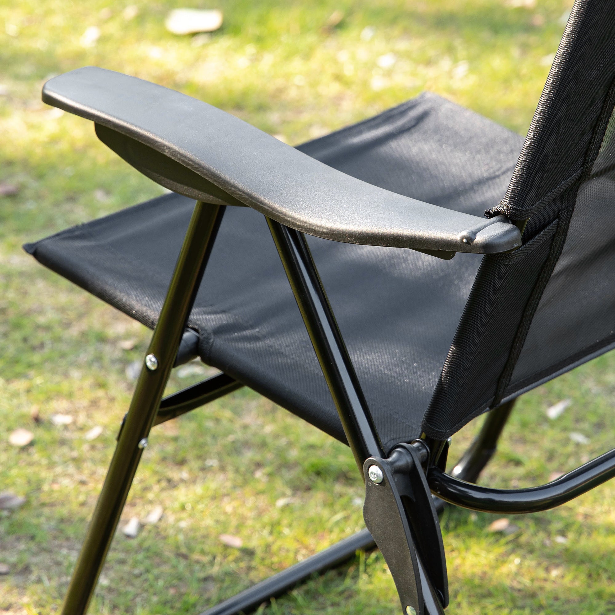 Outsunny Set of 4 Portable Folding Recliner Outdoor Patio Chaise Lounge Chair with Adjustable Backrest, Black