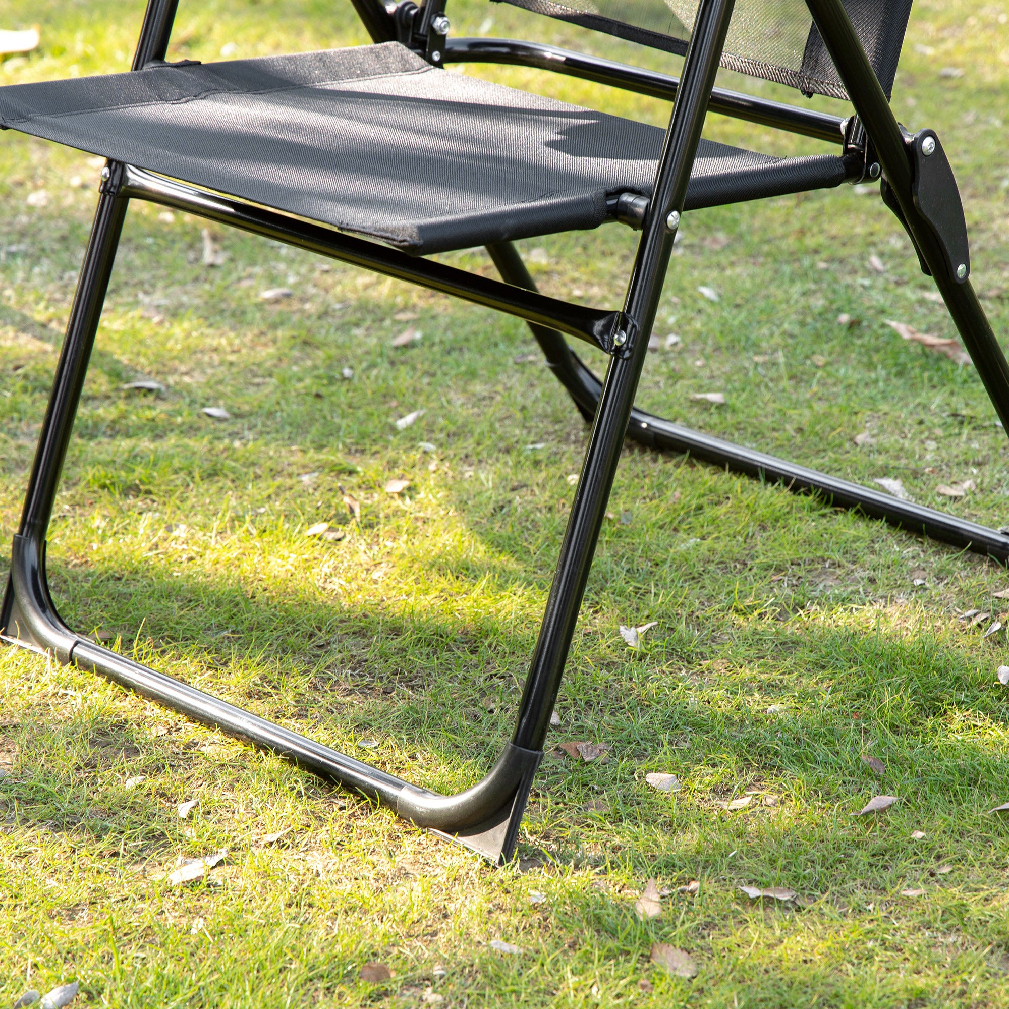 Outsunny Set of 4 Portable Folding Recliner Outdoor Patio Chaise Lounge Chair with Adjustable Backrest, Black