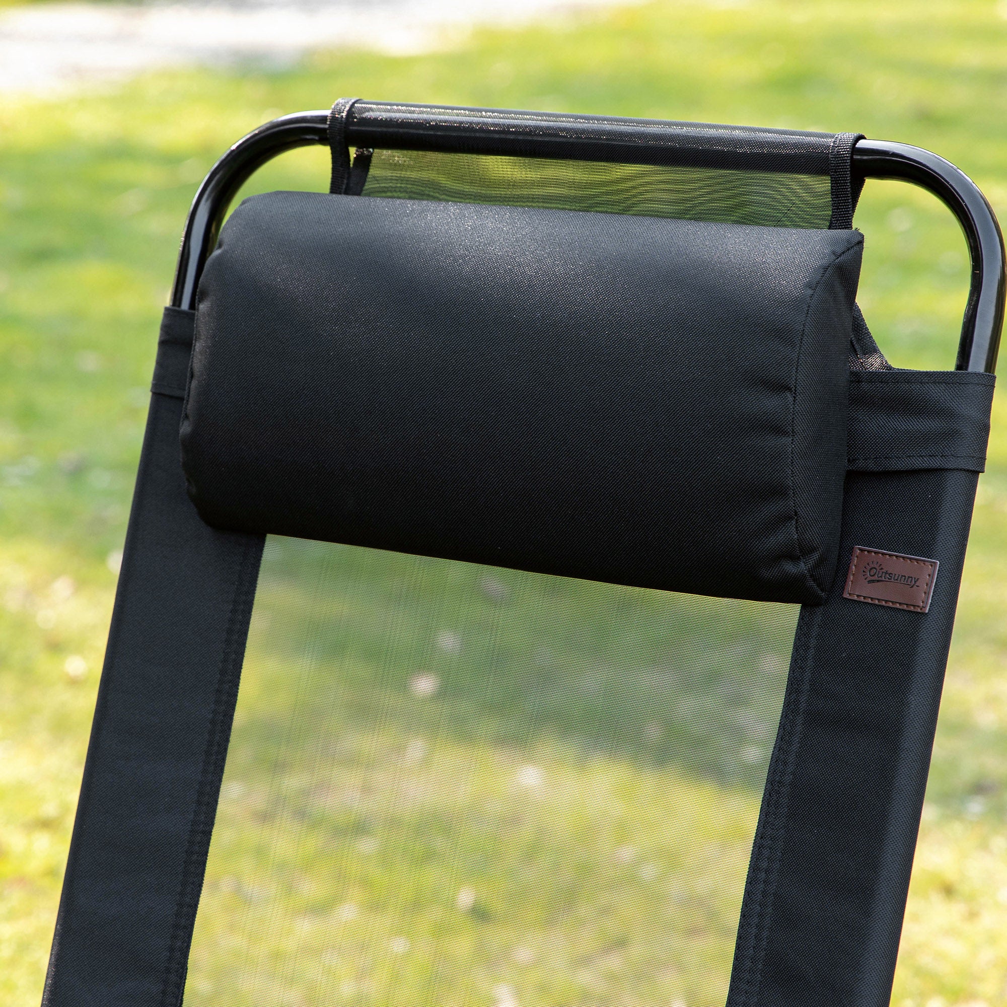 Outsunny Set of 4 Portable Folding Recliner Outdoor Patio Chaise Lounge Chair with Adjustable Backrest, Black