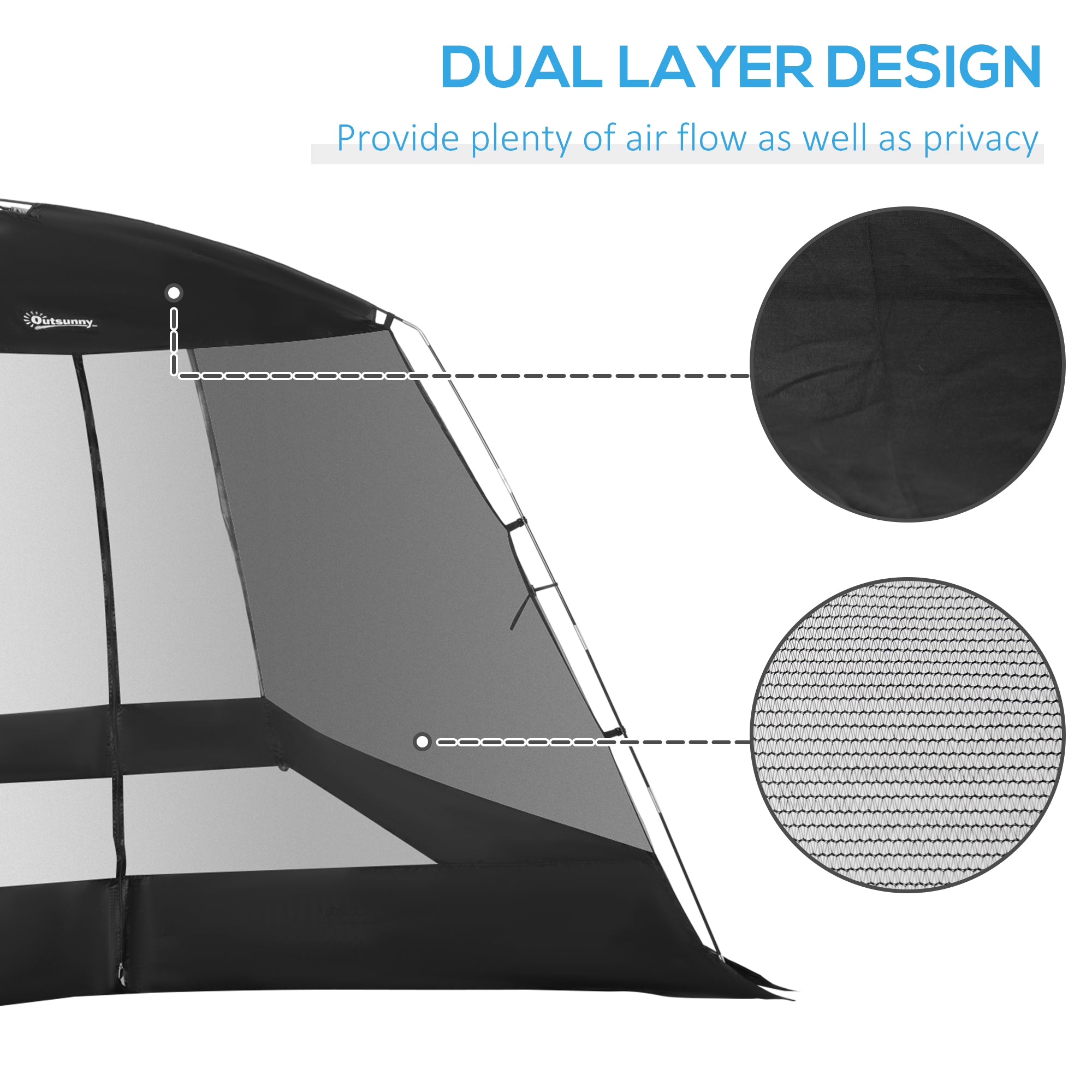 Outsunny 10 x 10 ft Screen Tent, Outdoor Screen House Camping Gazebo with Instant Setup, Canopy Tent with Portable Carry Bag  & Ground Stakes, Fits 4-6 People, Black
