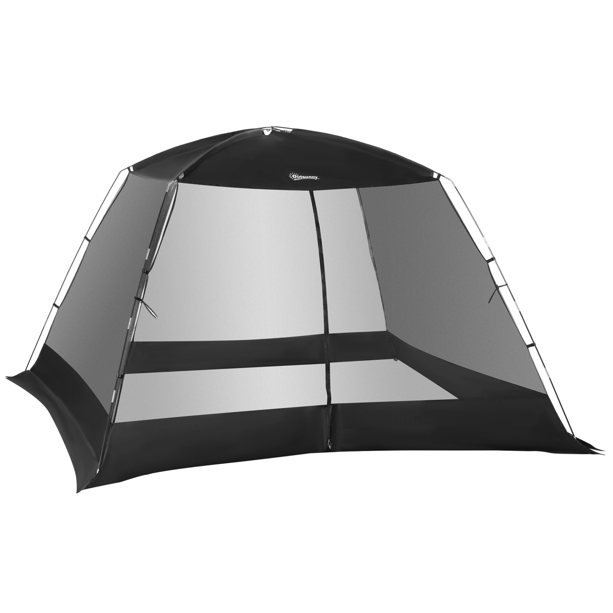 Outsunny 10 x 10 ft Screen Tent, Outdoor Screen House Camping Gazebo with Instant Setup, Canopy Tent with Portable Carry Bag  & Ground Stakes, Fits 4-6 People, Black