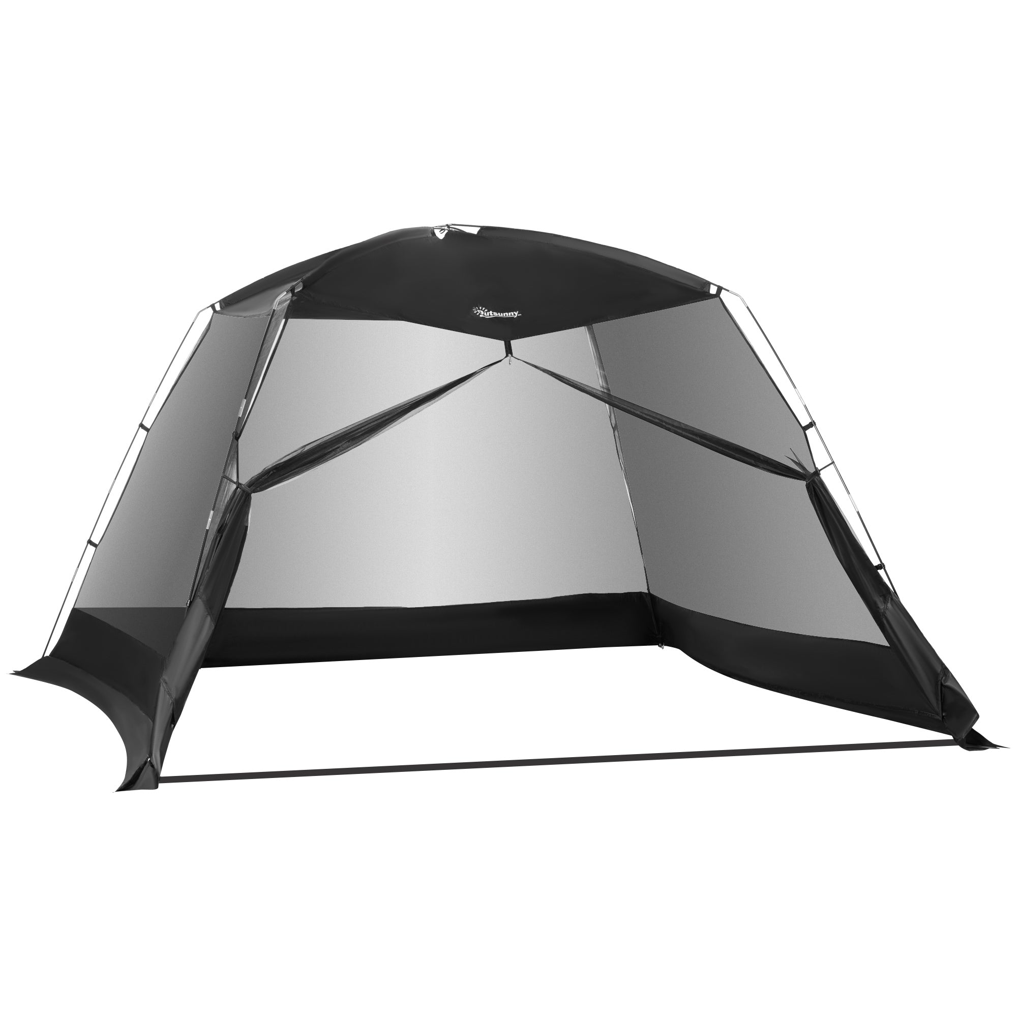Outsunny 10 x 10 ft Screen Tent, Outdoor Screen House Camping Gazebo with Instant Setup, Canopy Tent with Portable Carry Bag  & Ground Stakes, Fits 4-6 People, Black