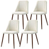 HOMCOM Dining Chairs Set of 4, Modern Kitchen Chairs with Velvet-touch Upholstery, Curved Back and Wood-grain Steel Legs, Accent Chairs for Living Room, Bedroom, Cream White