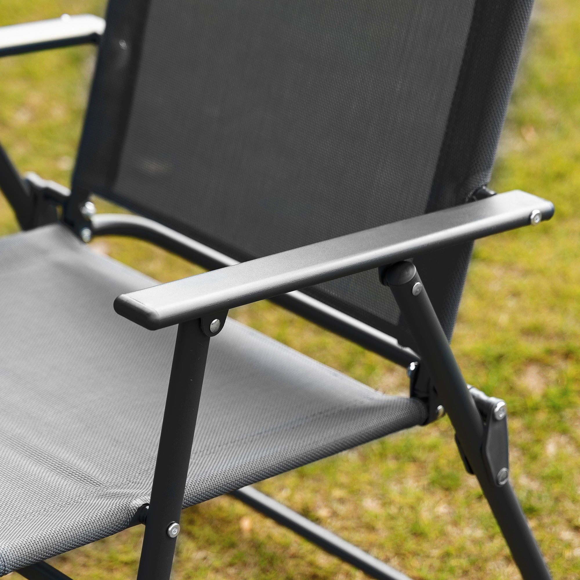 Outsunny 5 Pieces Patio Table and Chairs, Outdoor Dining Set with 4 Folding Chairs, Tempered Glass Tabletop and Parasol Hole, Breathable Mesh Patio Dining Set for Garden, Black