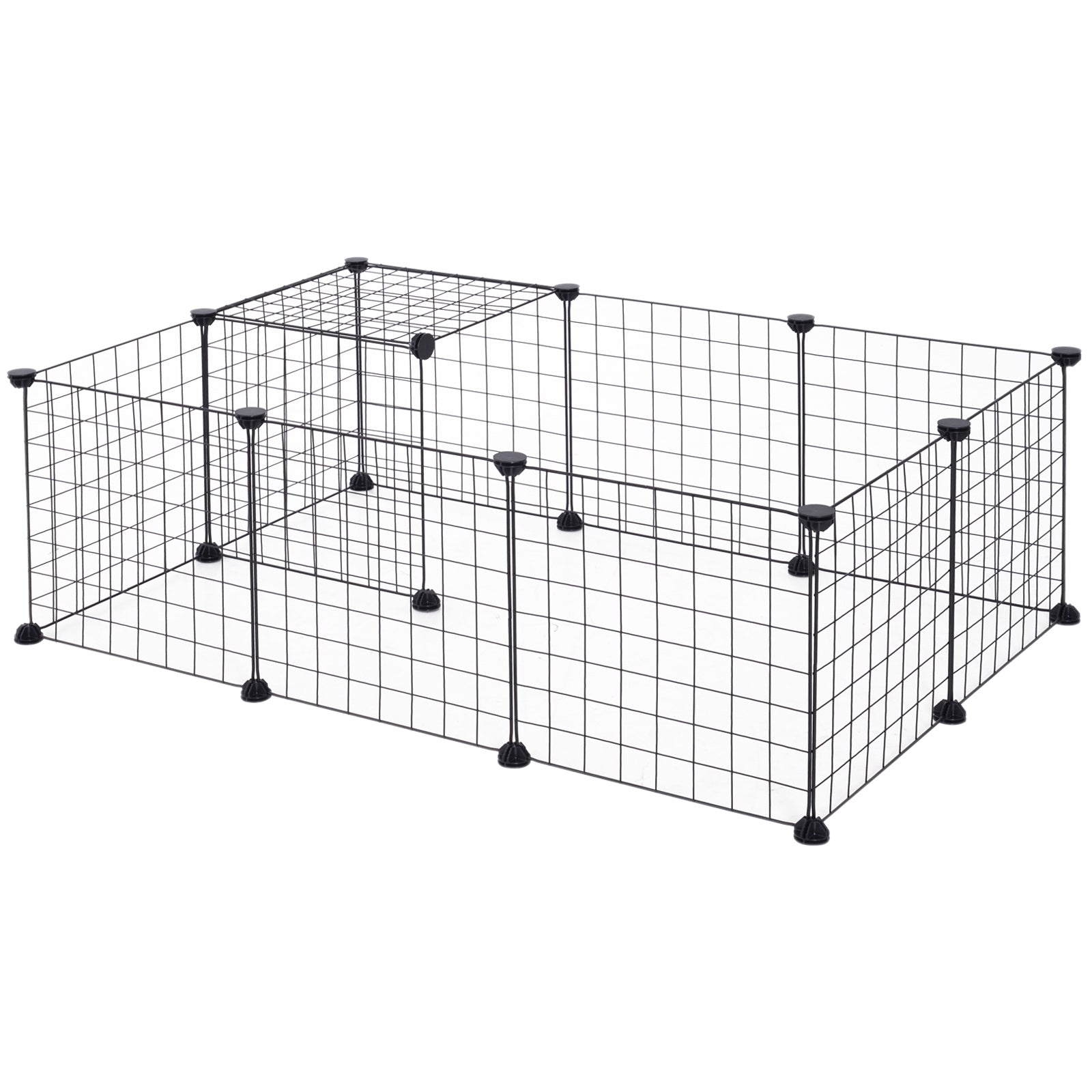 PawHut DIY Pet Playpen Metal Wire Fence 12 Panel Enclosure Indoor Outdoor Guinea Pig Bunny Small Animals Cage Black