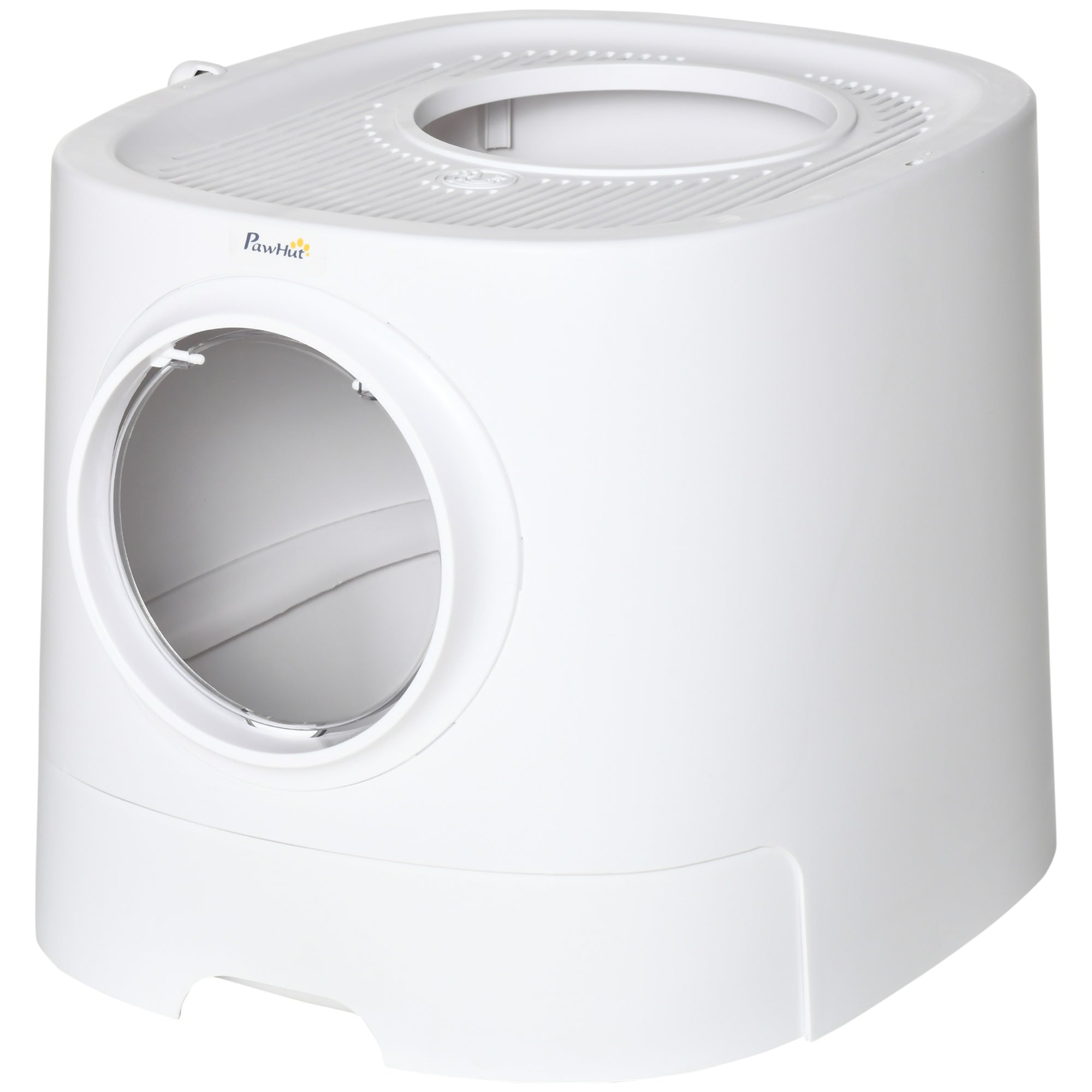 PawHut Cat Litter Box Portable Pet Toilet Fully Enclosed Kitten Pan w/ Scoop, White