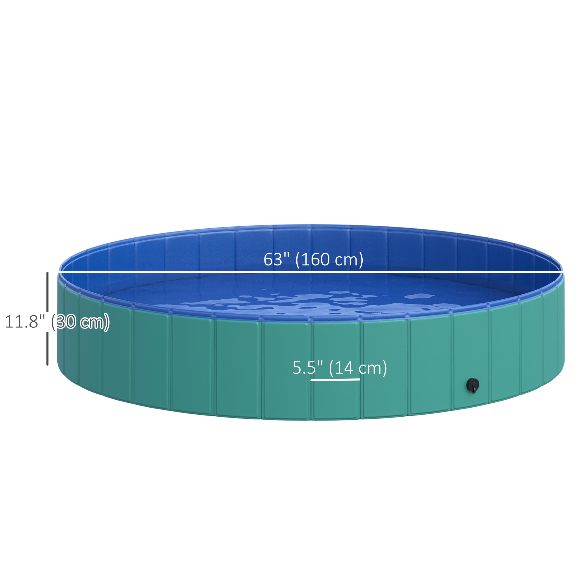PawHut Φ63" Folding Dog Pool for Large dogs,  Portable Pet Kiddie Swimming Pool, Outdoor/Indoor Puppy Bath Tub with Nonslip Bottom for Dogs & Cats, Green