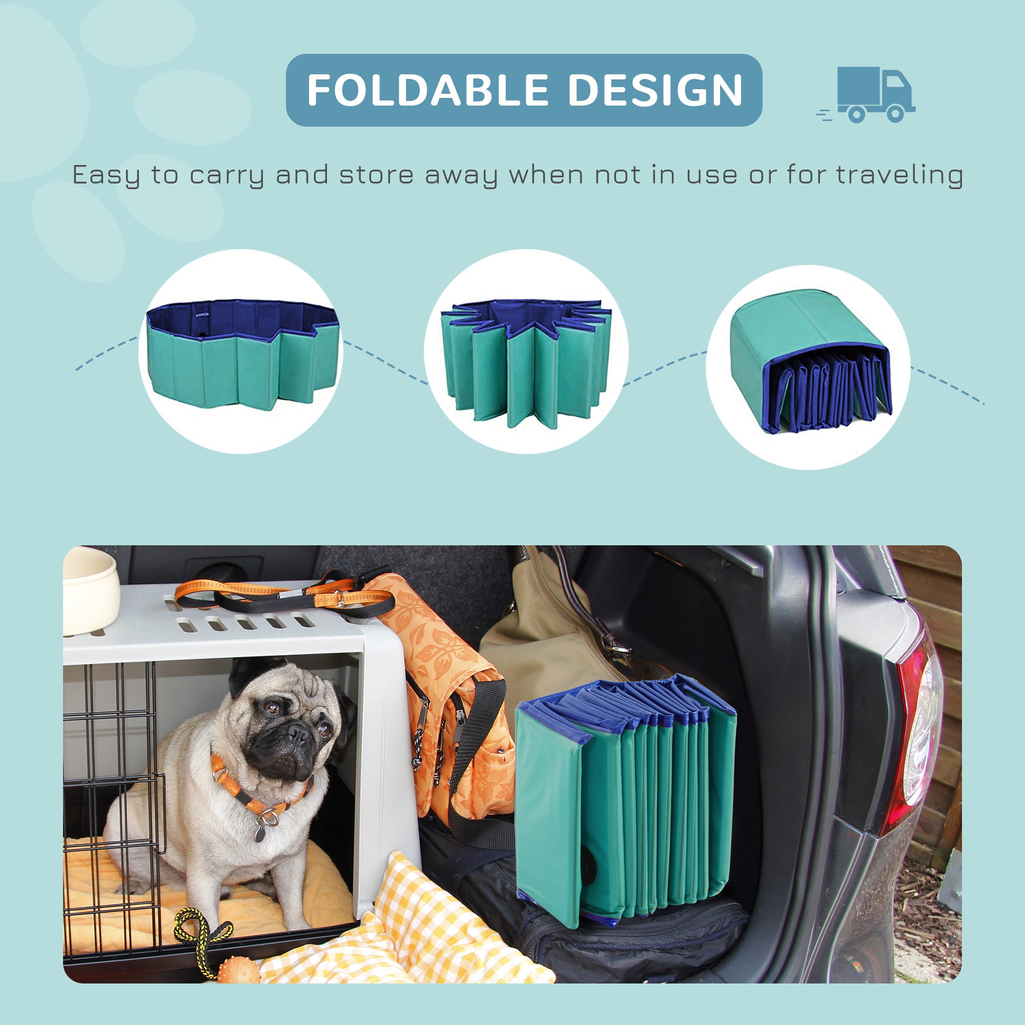 PawHut Φ63" Folding Dog Pool for Large dogs,  Portable Pet Kiddie Swimming Pool, Outdoor/Indoor Puppy Bath Tub with Nonslip Bottom for Dogs & Cats, Green