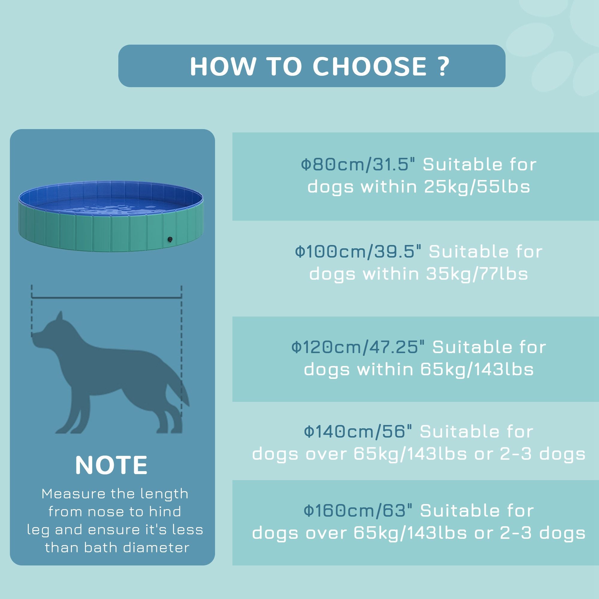 PawHut Φ63" Folding Dog Pool for Large dogs,  Portable Pet Kiddie Swimming Pool, Outdoor/Indoor Puppy Bath Tub with Nonslip Bottom for Dogs & Cats, Green