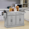 HOMCOM Kitchen Island with Storage, Rolling Kitchen Cart on Wheels with Stainless Steel Top, 2 Drawers, 2 Cabinets, Spice Rack, Knife and Towel Rack, Grey