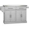 HOMCOM Kitchen Island with Storage, Rolling Kitchen Cart on Wheels with Stainless Steel Top, 2 Drawers, 2 Cabinets, Spice Rack, Knife and Towel Rack, Grey